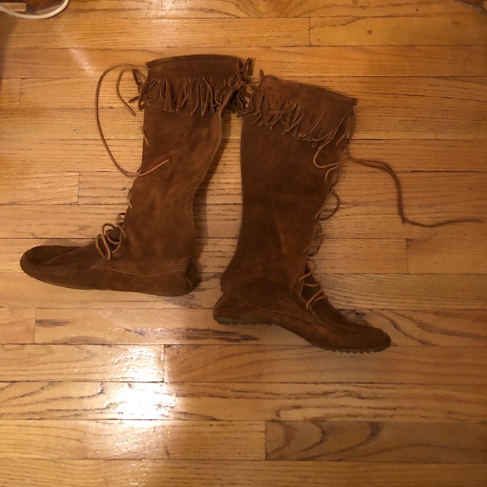 Knee high lace up boots